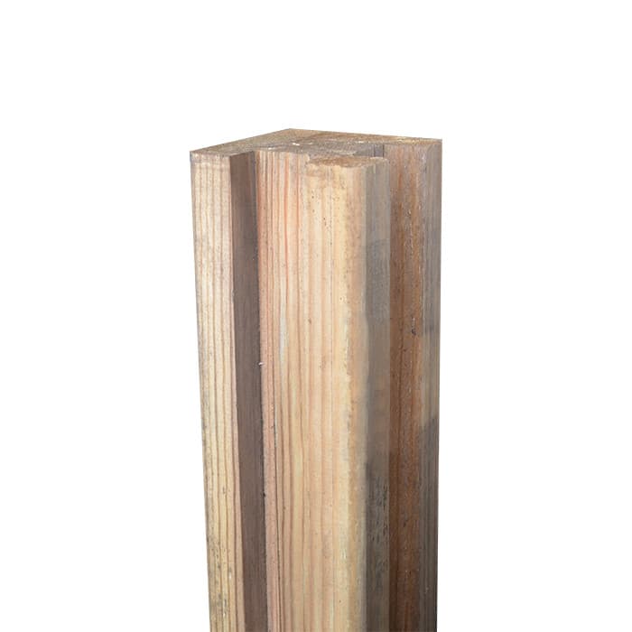 Poteau Angle - ClĂ´ture Palissade Bois - 90 x 90 x 2400 mm - Rainure 36 mm-NATURE BOIS CONCEPT