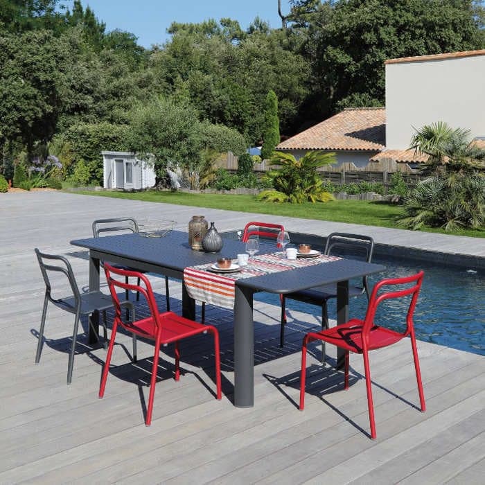 Table de jardin extensible aluminium - EOS - L.180/240 x l.100 cm - 8/10 personnes-PROLOISIRS
