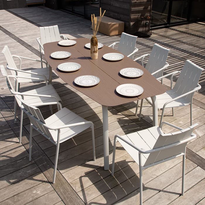 Table de jardin aluminium - Fléole - L.210 x l.100 x H.73 cm - 6/8 personnes-EZEIS