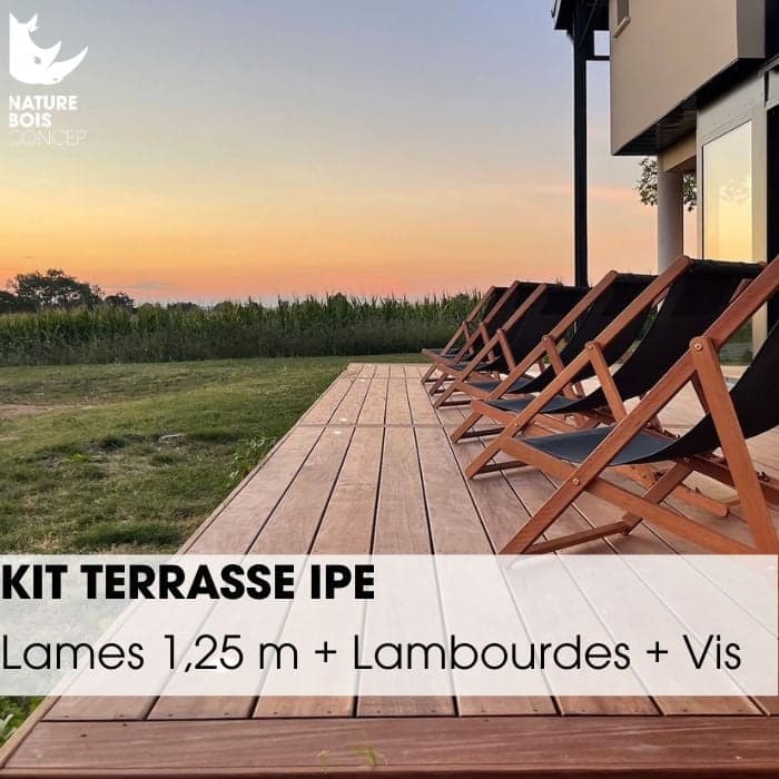 Kit terrasse complet - IPÉ - Ep.21 mm x l.145 mm - L.1,25 m - À partir de 10 m²-NATURE BOIS CONCEPT