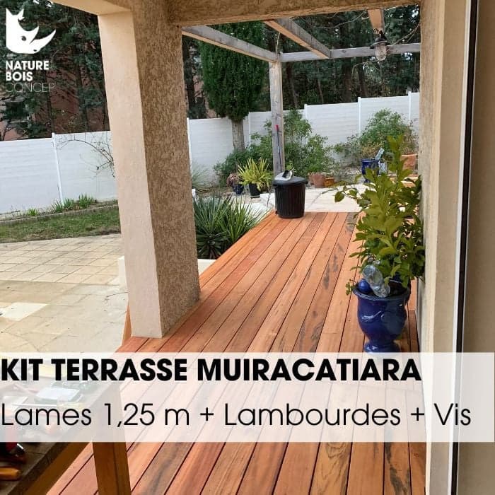 Kit terrasse complet - MUIRACATIARA / TIGER WOOD - Ep.21 mm x l.145 mm - L.1,25 m - À partir de 10 m²-NATURE BOIS CONCEPT