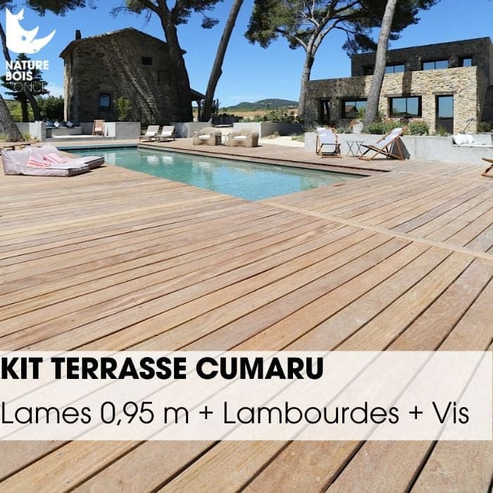 Kit terrasse exotique complet - CUMARU KD - Lames de 0,95 m - À partir de 10 m²-NATURE BOIS CONCEPT