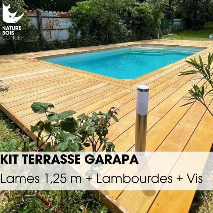 Kit terrasse complet - GARAPA - Ep.21 mm x l.145 mm - L.1,25 m - À partir de 10 m²-NATURE BOIS CONCEPT
