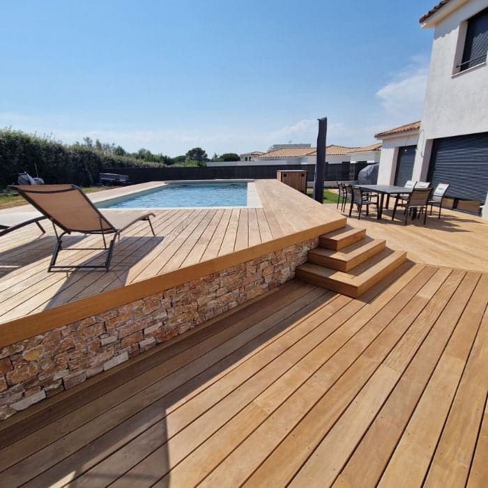 Lame terrasse bois exotique - GARAPA - LISSE - Ep.21 mm / l.145 mm - Grandes longueurs-NATURE BOIS CONCEPT