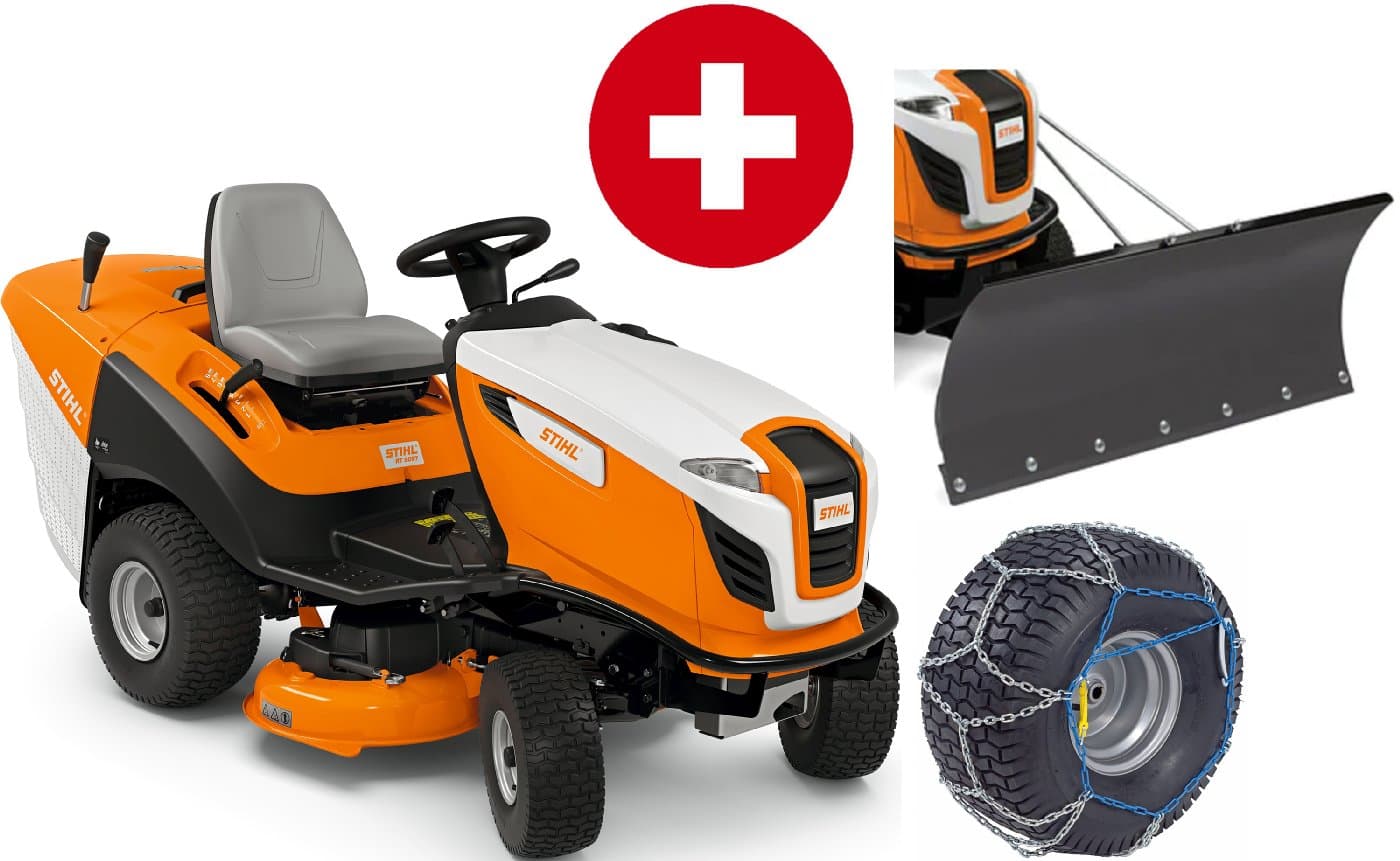 STIHL Rasentraktor RT 5097 Winterpaket mit Schneeschild und Schneeketten - Modell 2025-Neu