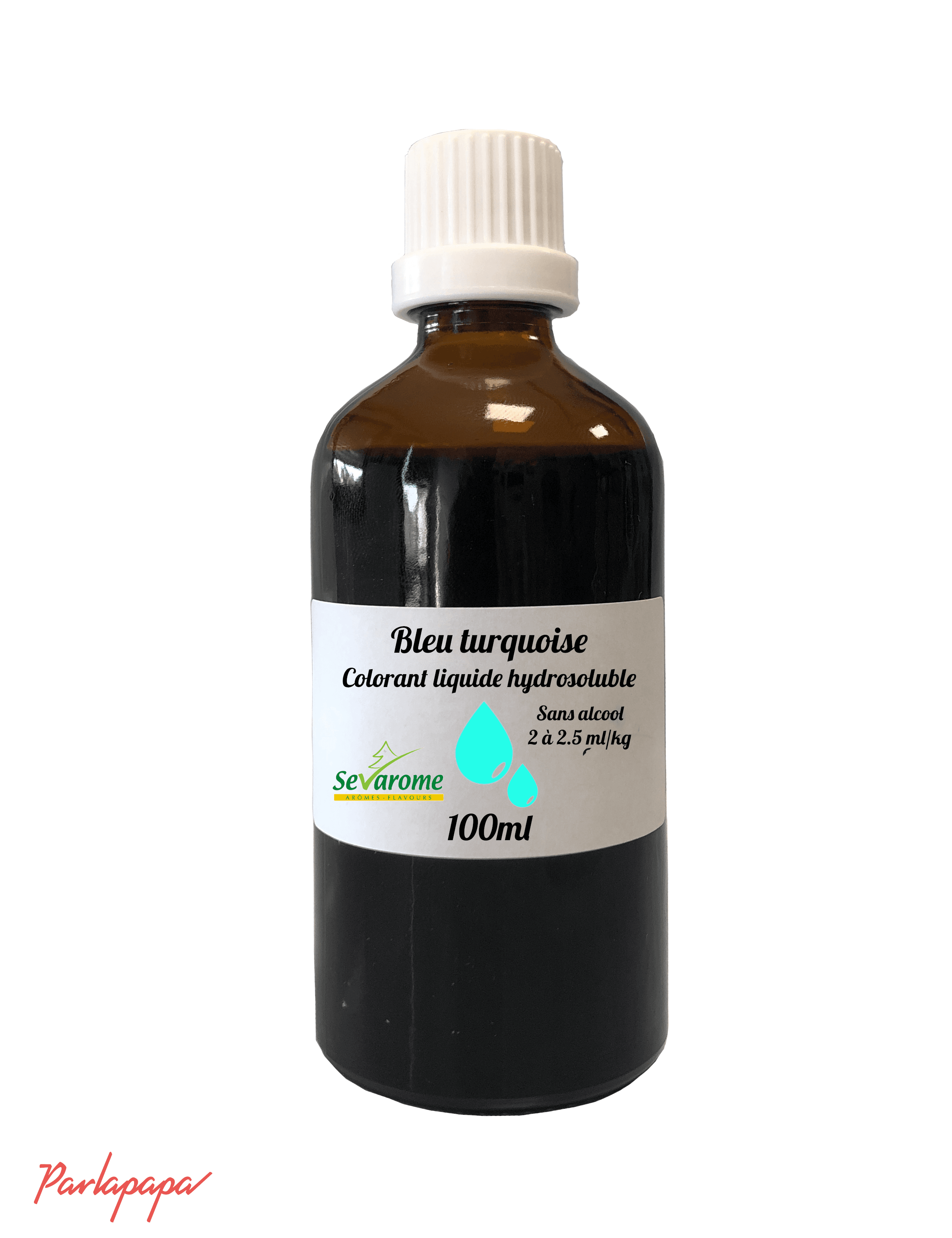 Colorant alimentaire bleu turquoise liquide hydrosoluble professionnel 5224 : Contenance - 100 ml, Couleur - Bleu turquoise