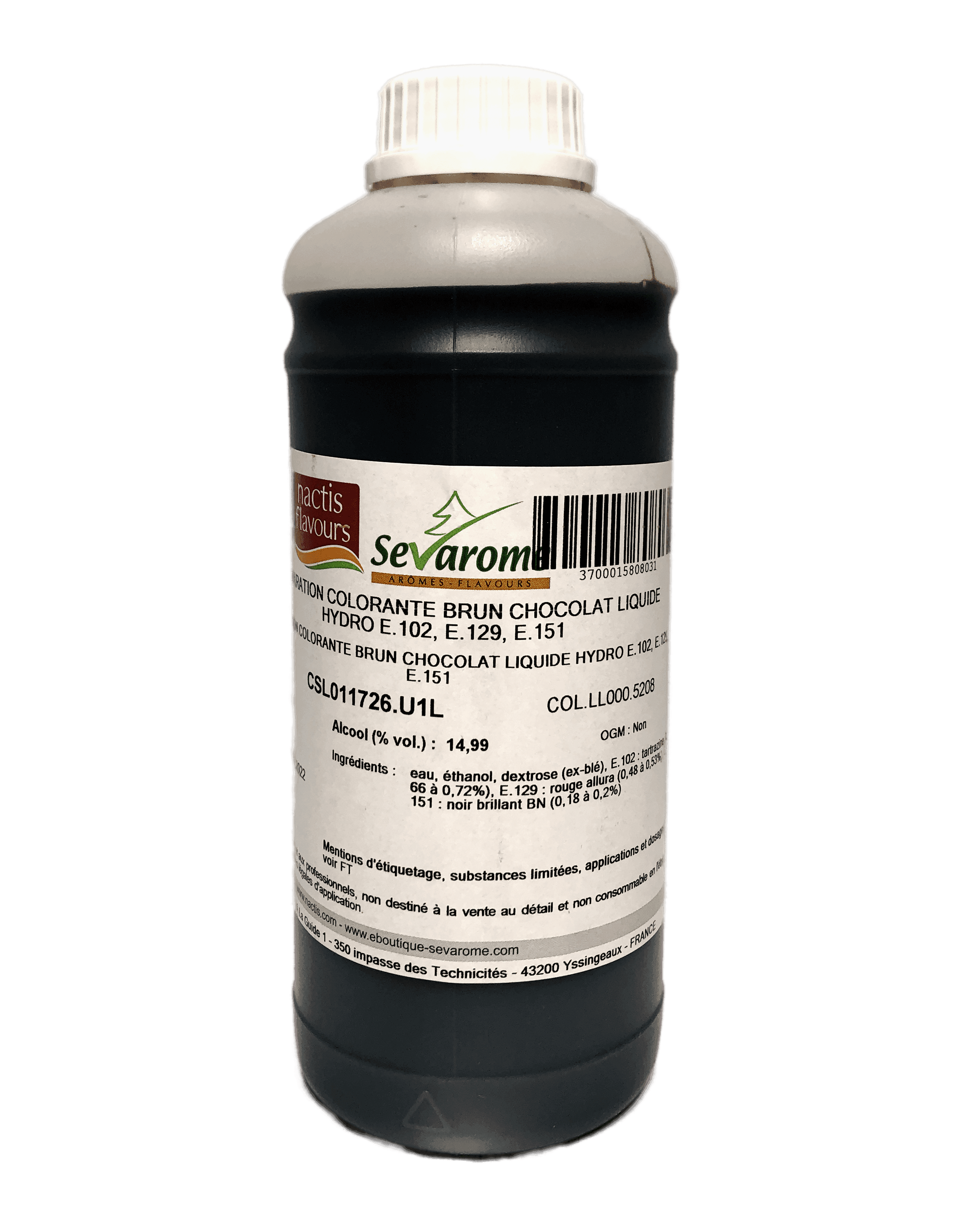 Colorant alimentaire brun chocolat liquide hydrosoluble professionnel 5208 : Contenance - 1 L, Couleur - Chocolat