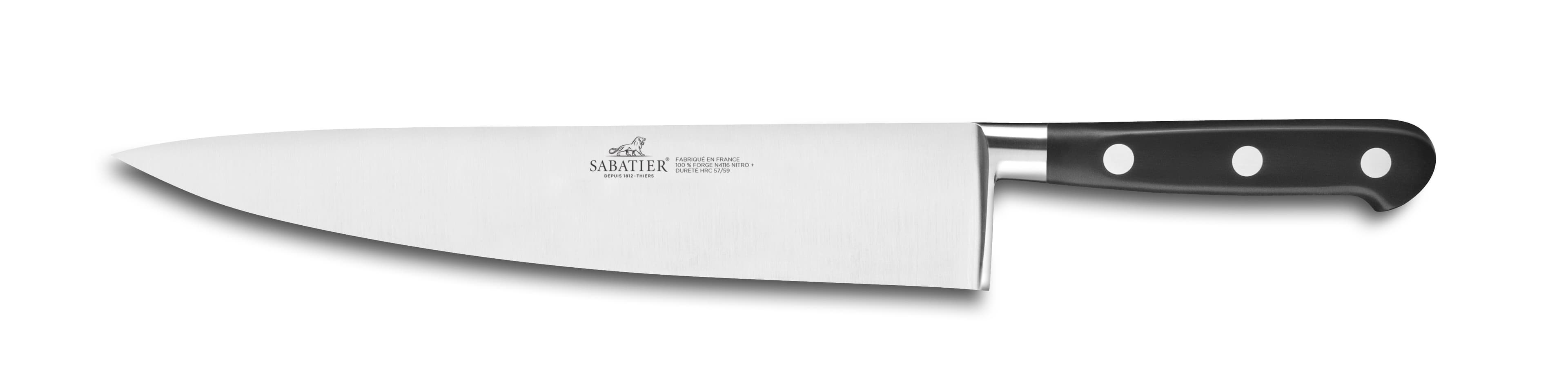 Couteau de Chef Ideal avec rivets inox Sabatier® s/boîte Sabatier® 100% forgé : Longueur - 25 cm