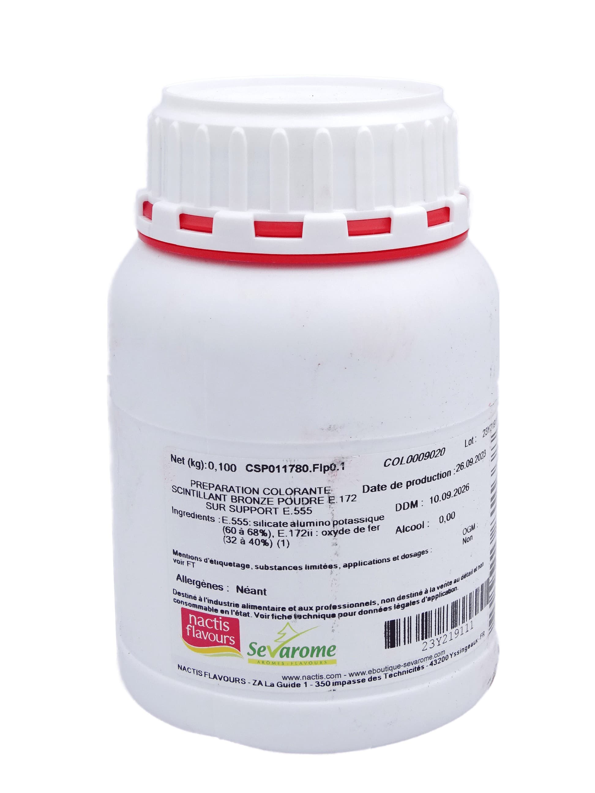 Colorant alimentaire scintillant bronze E155 E172 poudre liposoluble professionnel 9020 : Couleur - Bronze, Poids - 100 g