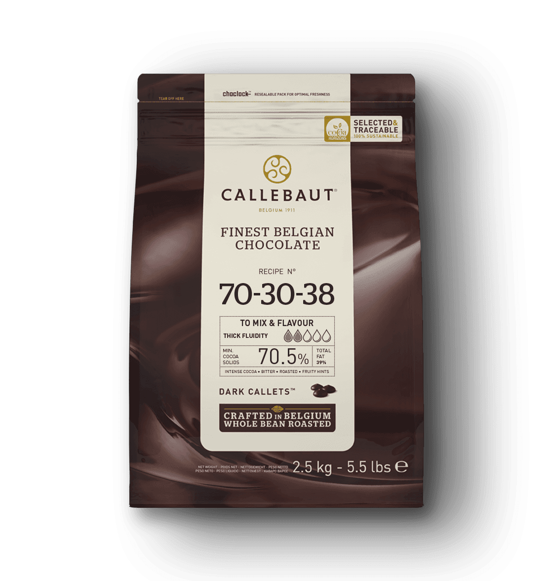 Chocolat noir de couverture 70-30-38 Strong 70.5% : Poids - 2,5 kg