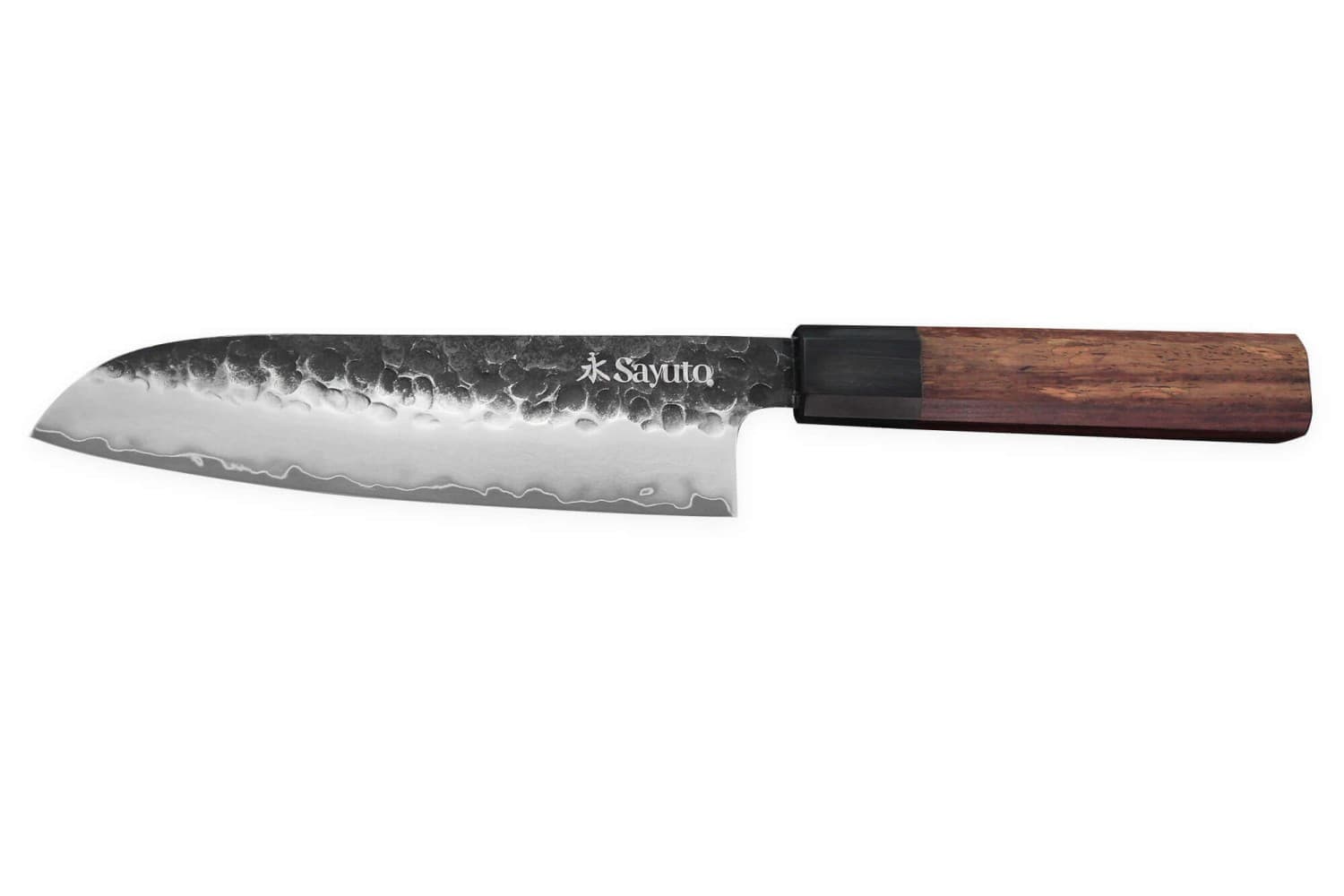 Couteau de cuisine Sayuto Séquoia San Mai Santoku lame martelée 17cm