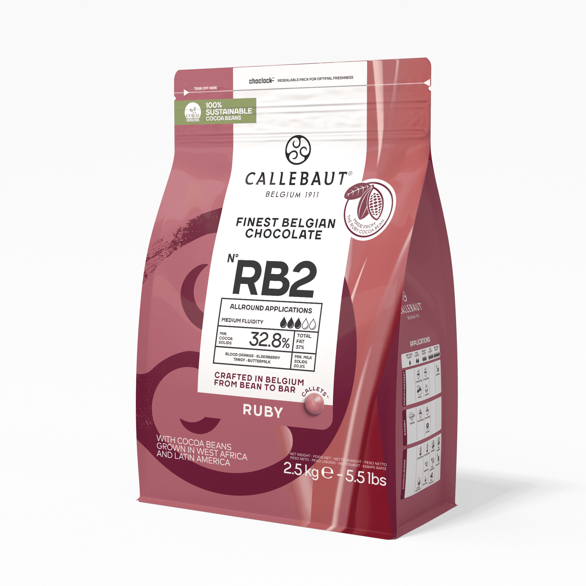 Nouveauté Chocolat de couverture Ruby RB2 32,8% : Poids - 2,5 kg