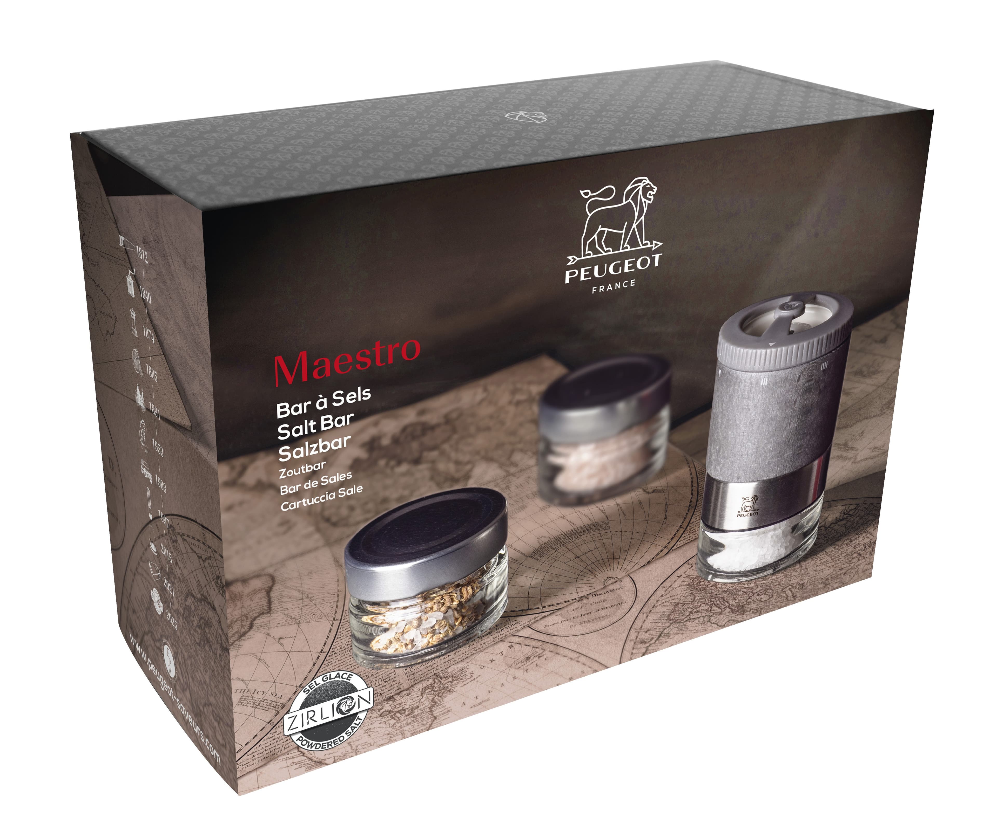 Coffret Moulin sel Maestro Zirlion + 2 réservoirs + 3 sachets : Couleur - Graphite, Taille - 11 cm