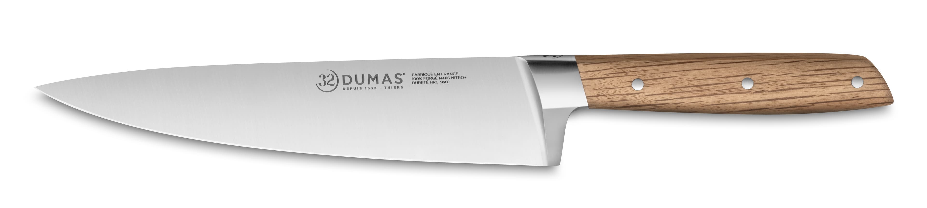 Couteau de Chef Chène Vert 32Dumas® Signature : Longueur - 20 cm