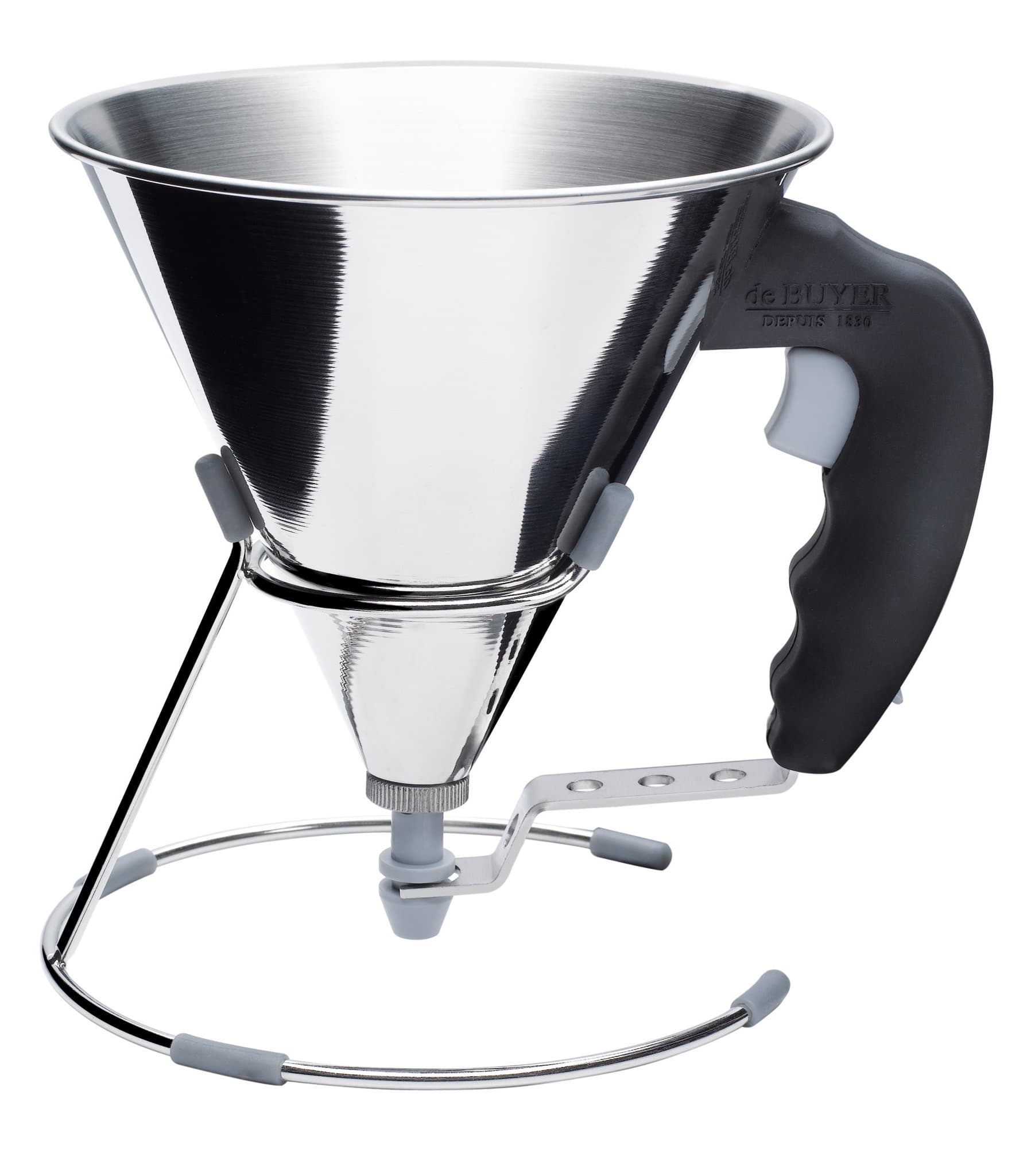 Kwik mini entonnoir à piston inox avec support - 0,8 l : Couleur - Noir