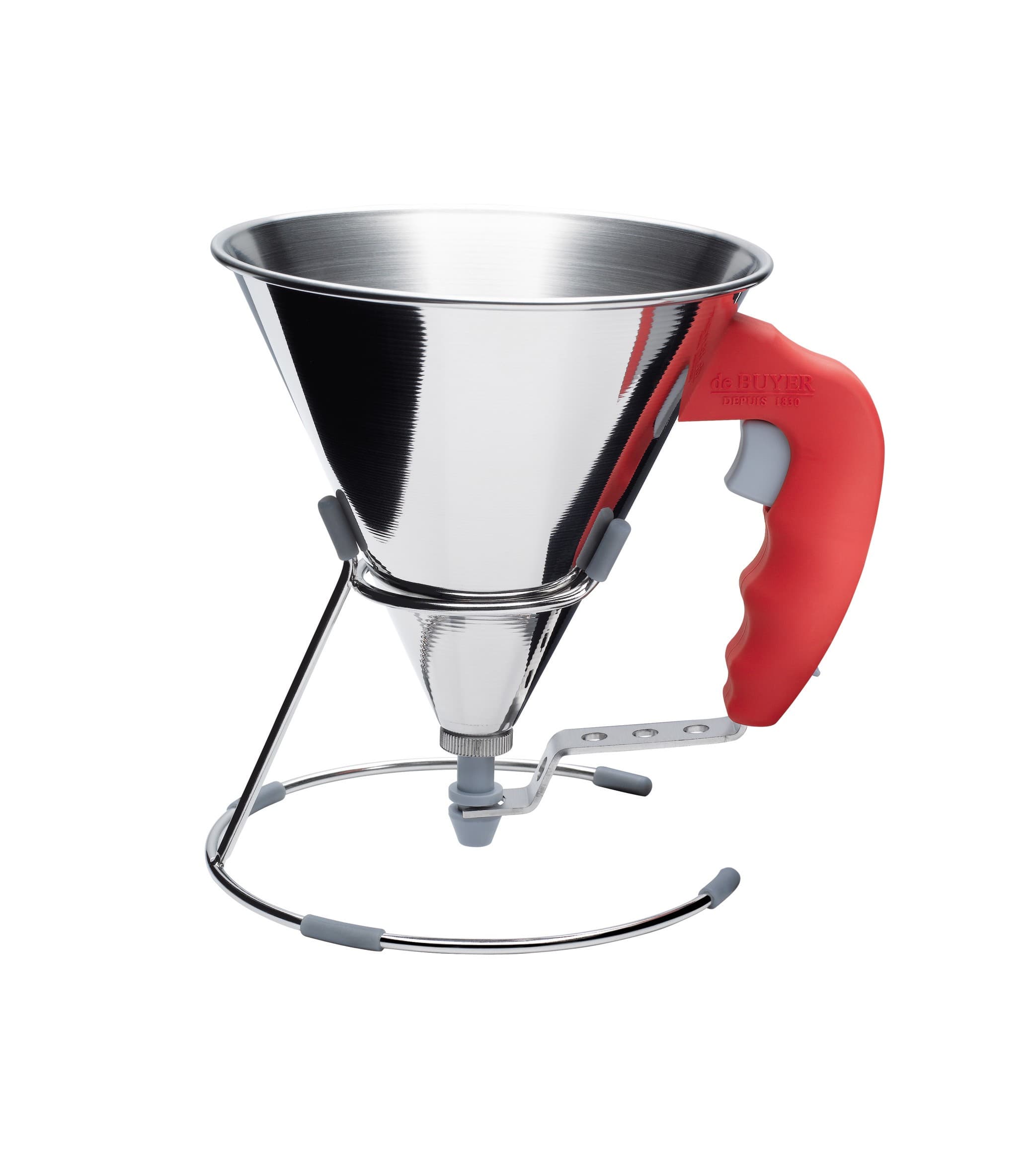 Kwik mini entonnoir à piston inox avec support - 0,8 l : Couleur - Rouge