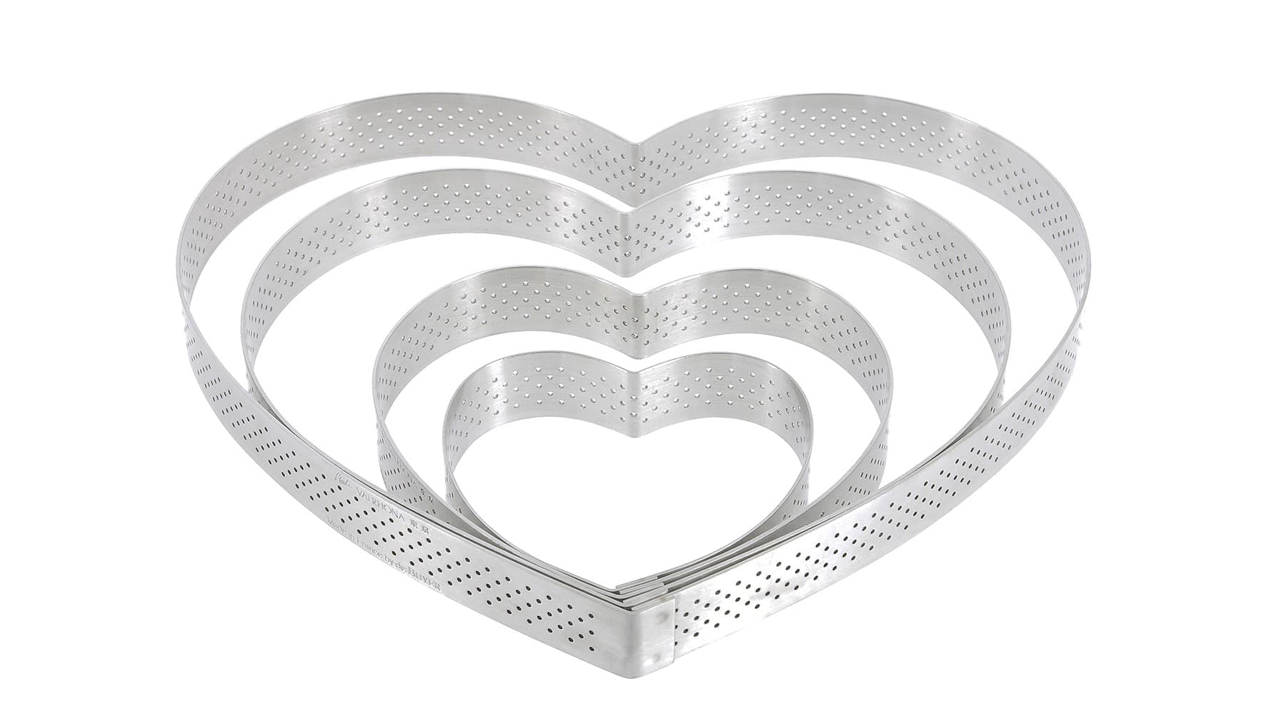 Cercle à tarte coeur perforé H 2 cm Valrhona à bord droit inox : Diamètre cm - 8 cm