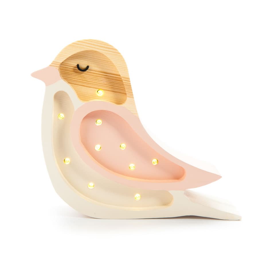 Lampe veilleuse en bois mini oiseau rose