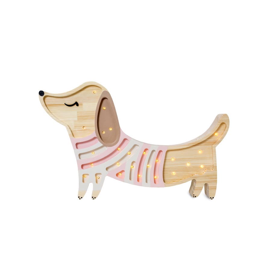 Lampe veilleuse chien rose et crème