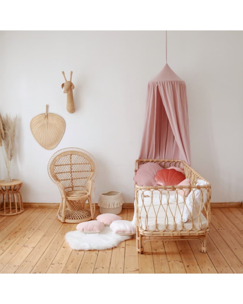 Ciel de lit Rose en mousseline de coton