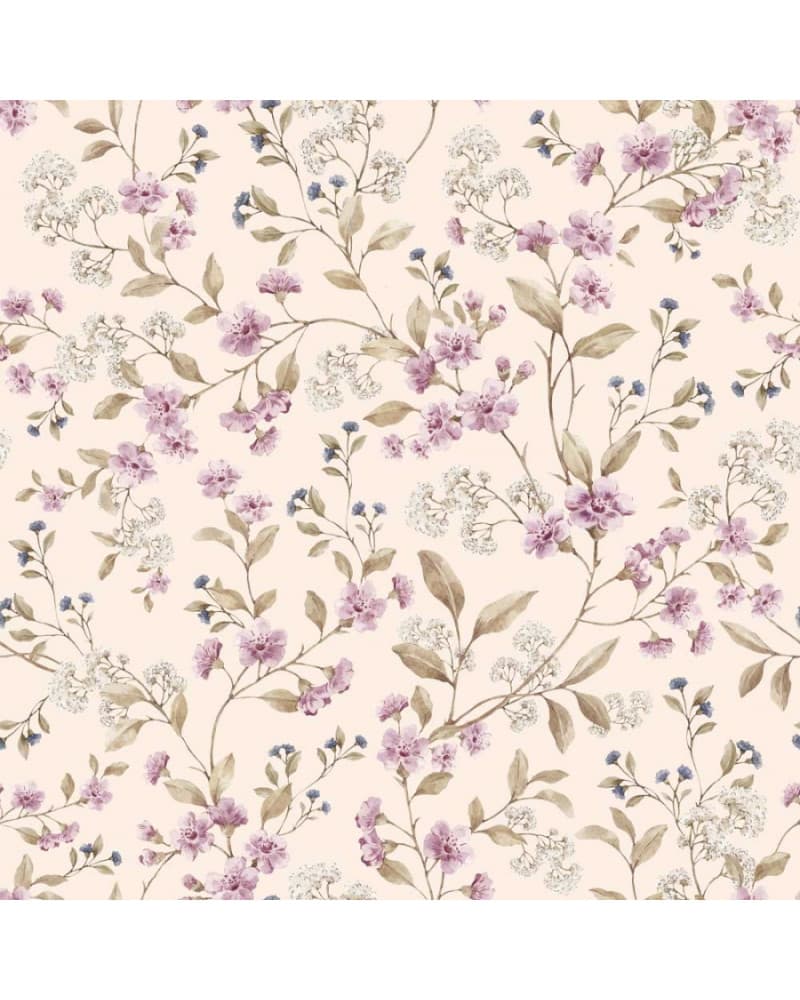 Papier peint enfant fleurs en rose et bleu