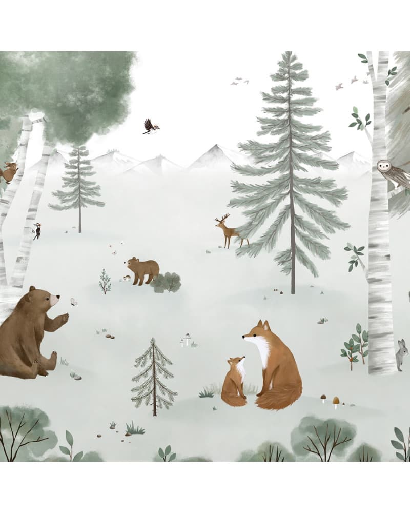 Papier peint enfant KHARU forĂŞt et animaux - Lilipinso