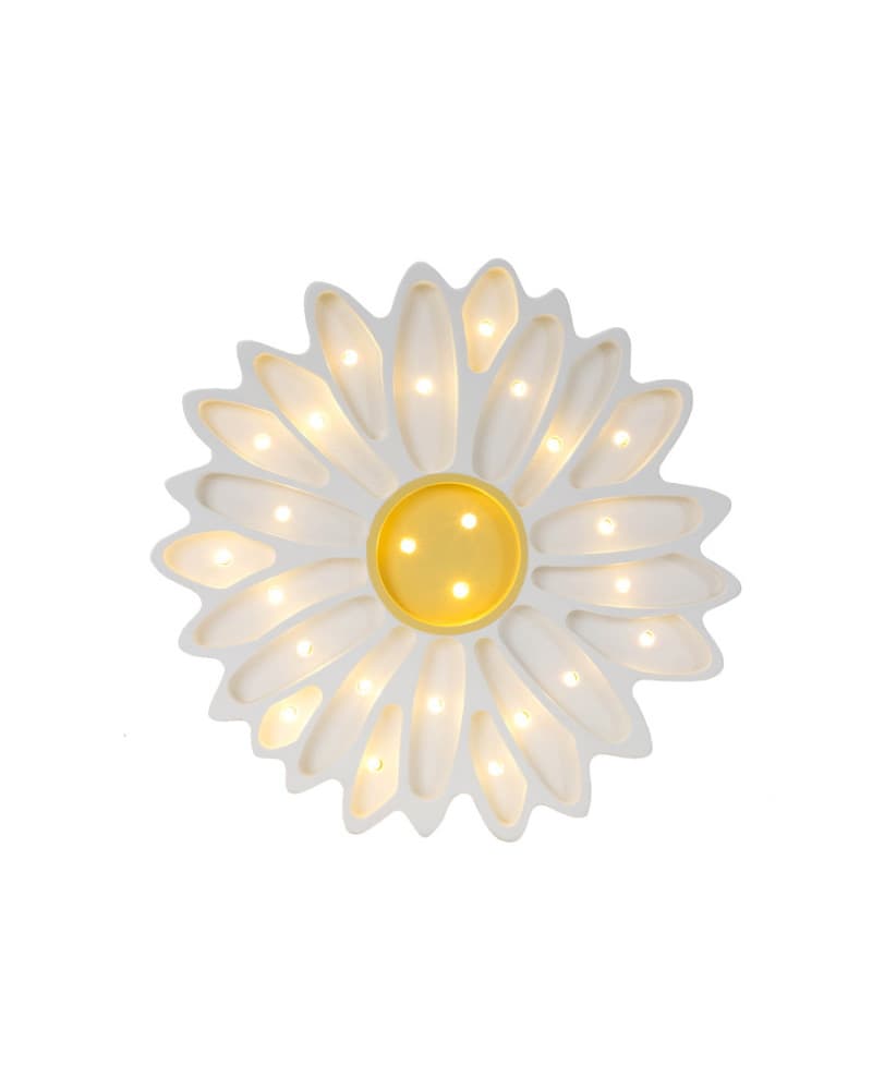 Lampe veilleuse en bois marguerite blanche