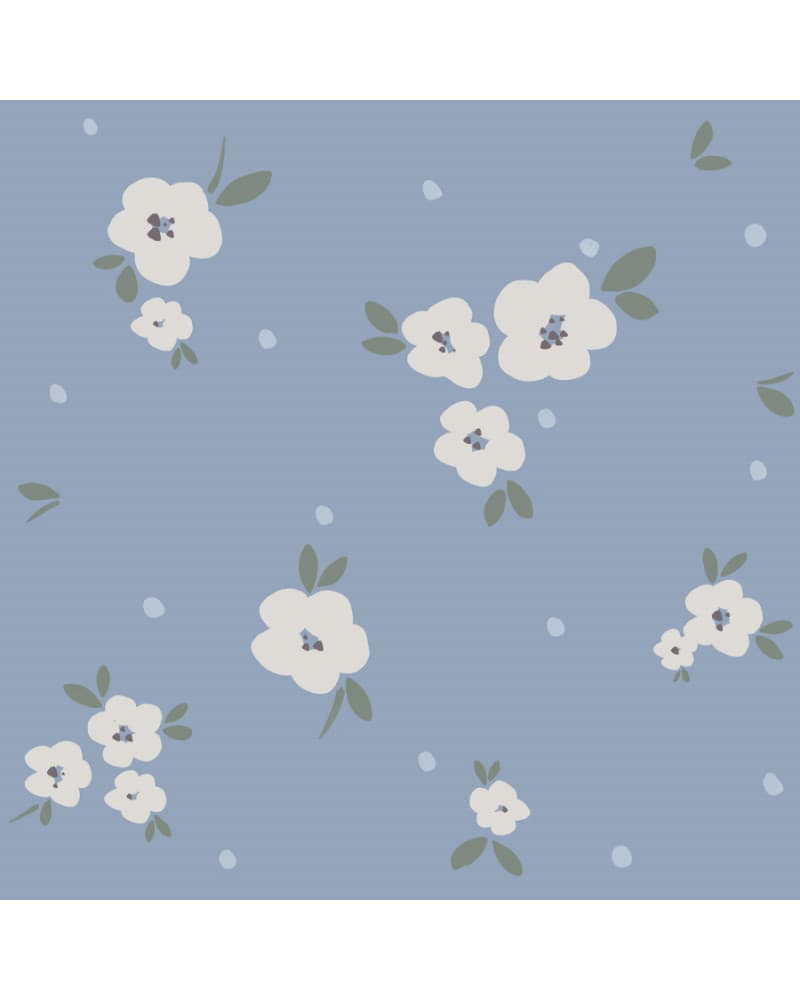 Papier peint enfant floral fond bleu