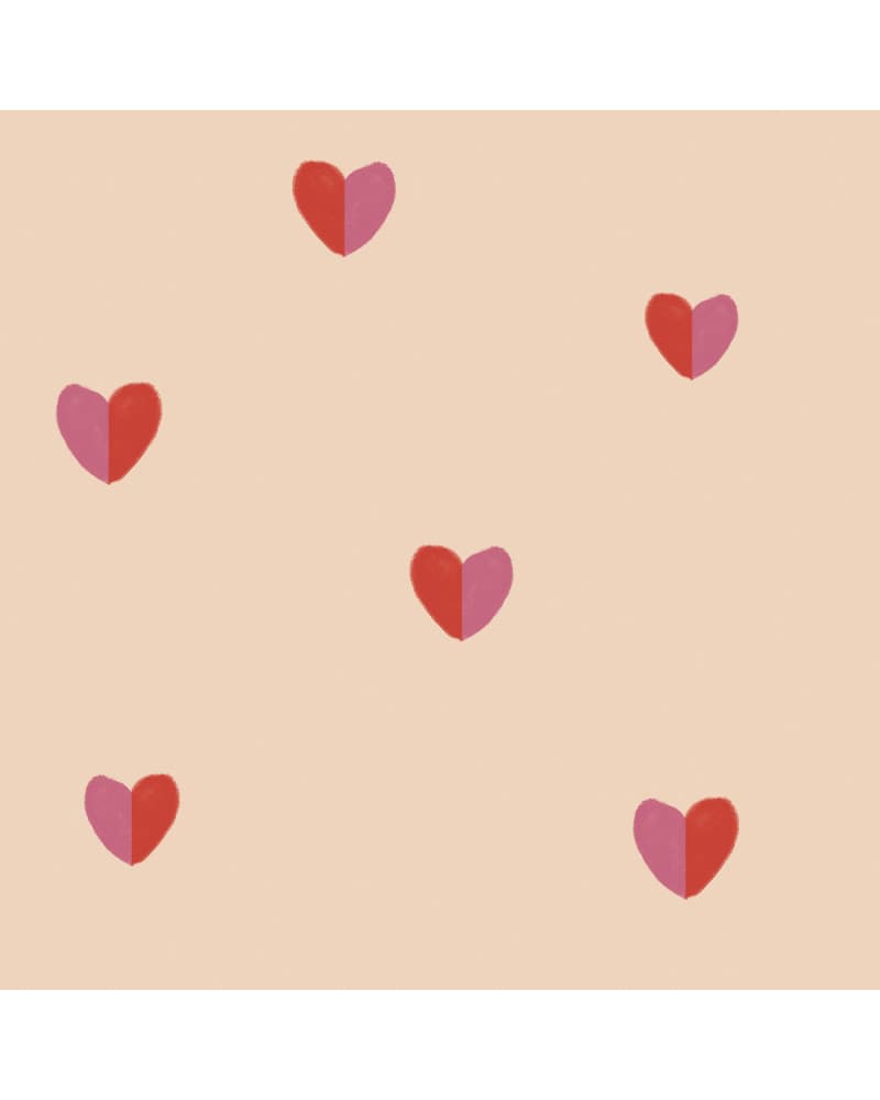Papier peint enfant cœurs bicolores
