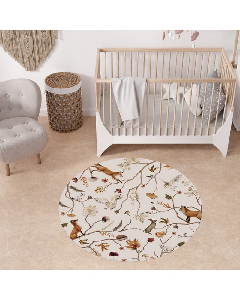 Tapis enfant rond en vinyl Playful Forest