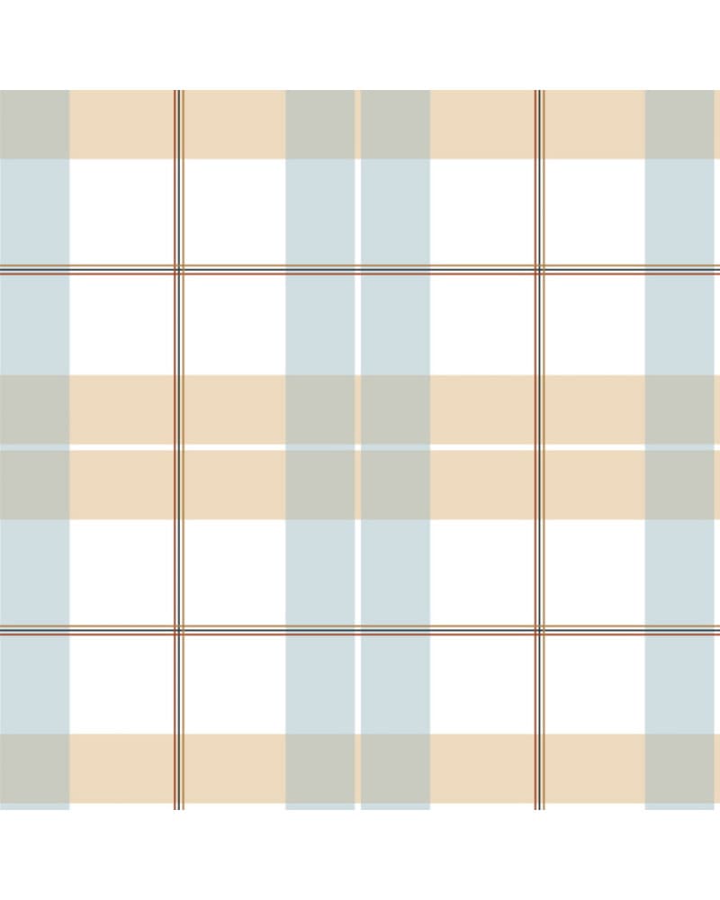 Papier Peint Enfant Carreaux Maxi – Beige, Bleu et Rouge