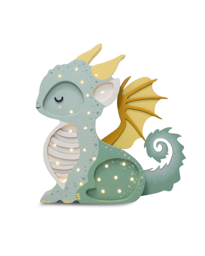 Lampe veilleuse en bois mini dragon - vert