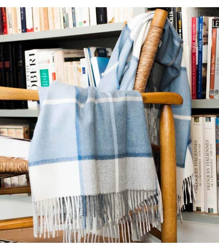 Plaid Laine Alpaga Luxe Hacienda Bleu 130 X 180cm