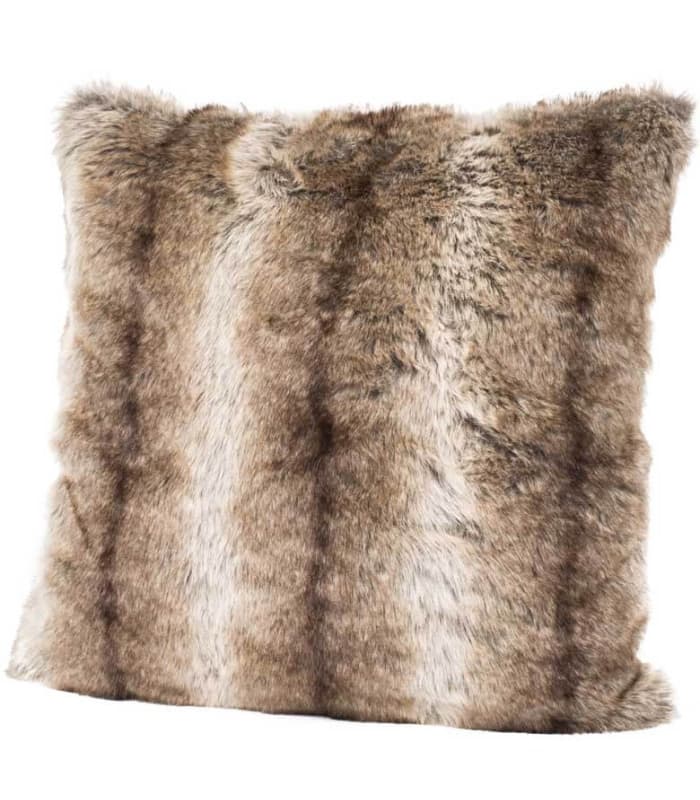 Coussin Fausse Fourrure Grizzly Brun 45 X 45 cm