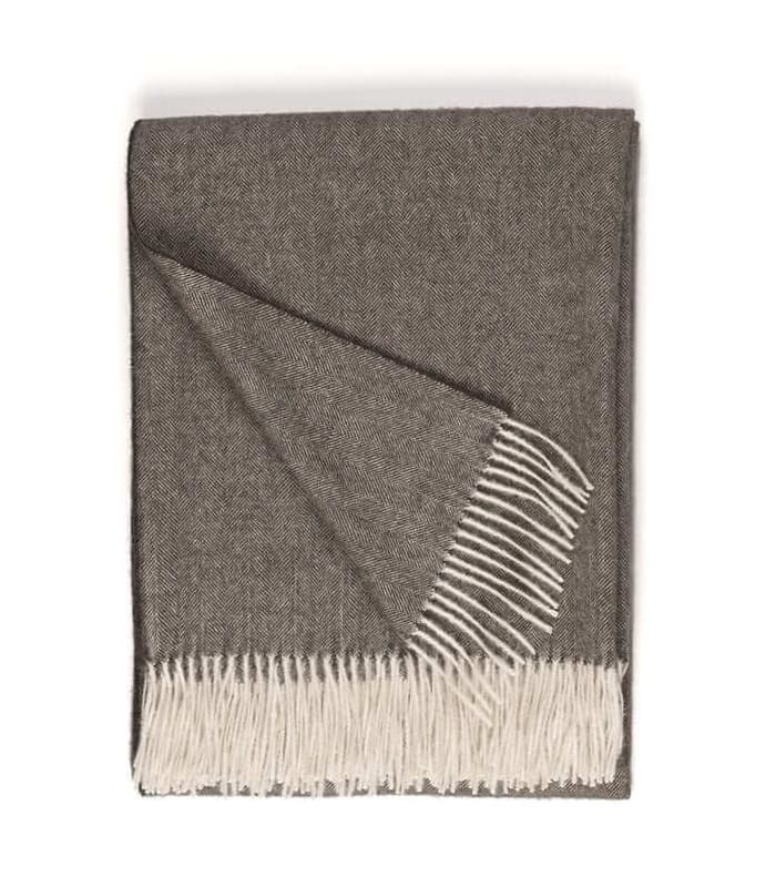 Plaid Laine Alpaga Luxe Chevrons Anthracite