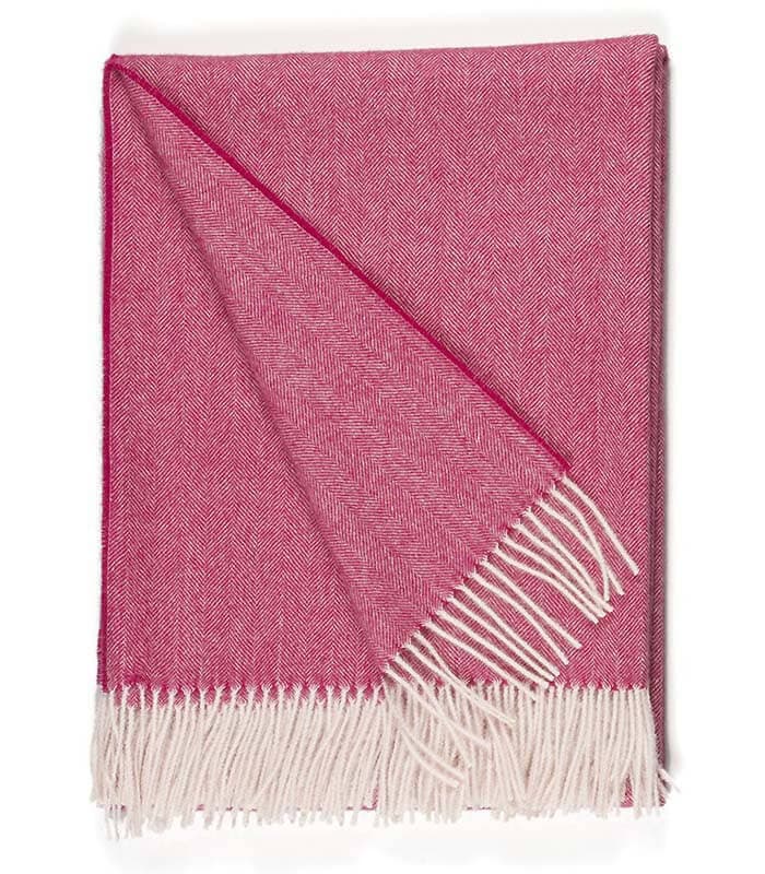 Plaid Laine Alpaga Luxe Chevrons Roses 130 X 180cm