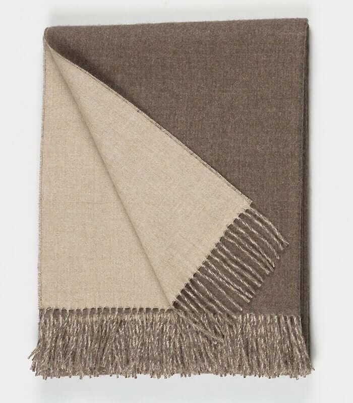 Plaid Laine Alpaga Luxe Réversible Brun