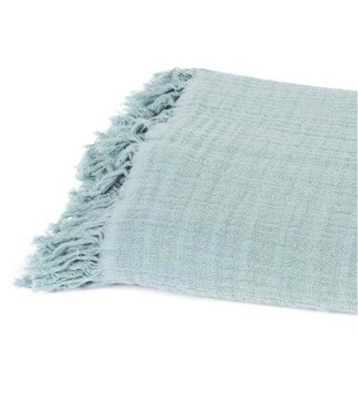 Plaid Coton et Lin Céladon Stonewash 130X170 cm