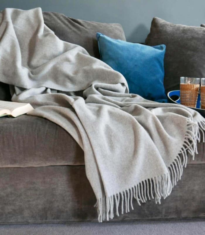 Plaid 100% Pure Laine Gris - Collection CAPRI