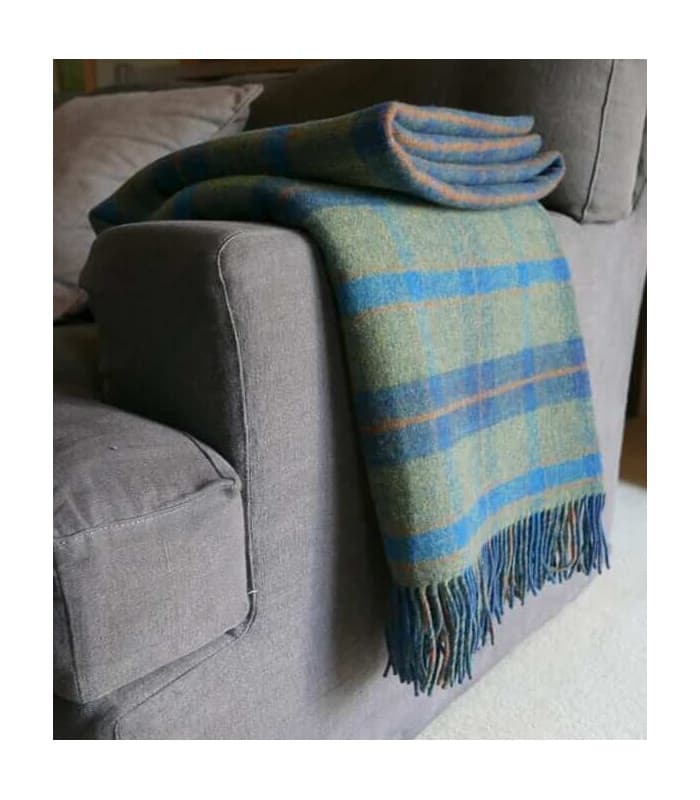 Plaid Laine Écossais Réversible Luxe Vert 140 X 190 cm