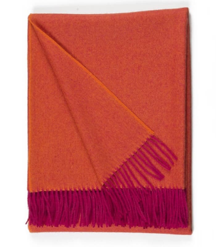 Plaid Laine Alpaga Luxe Chevrons Rouge Orangé