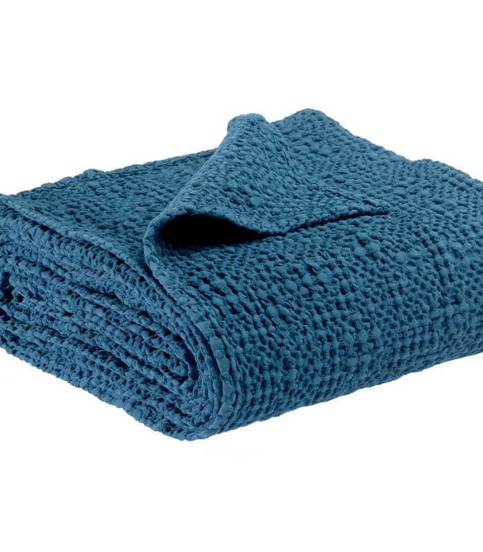 Jeté de canapé/ Couvre-lit 100% coton TANA Bleu 240 X 260 cm