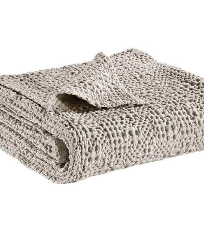 Jeté de canapé/ Couvre-lit 100% coton TANA Beige Lin 260 x 260 cm