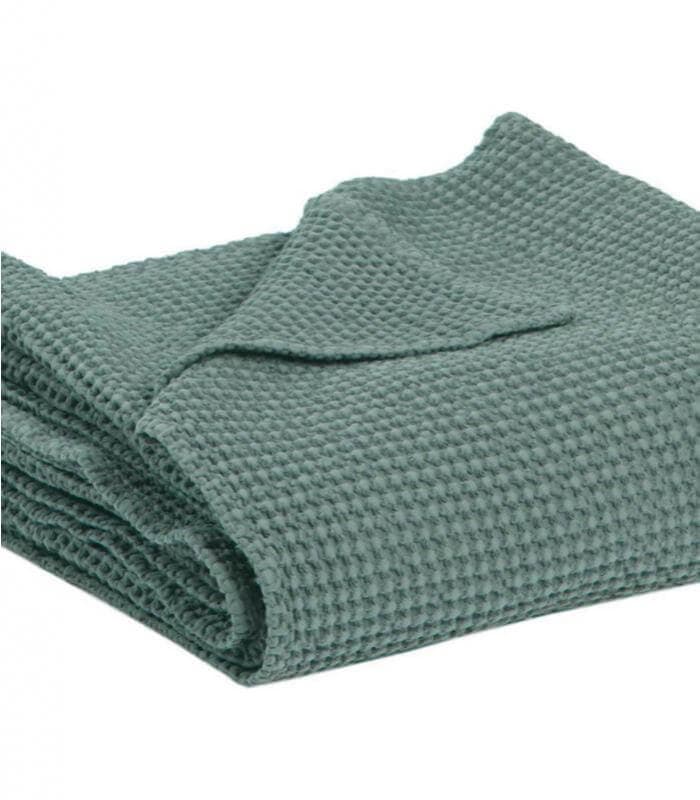 Jeté de canapé/ Couvre-lit 100% coton MAIA Vert de Gris 180 X 260 cm