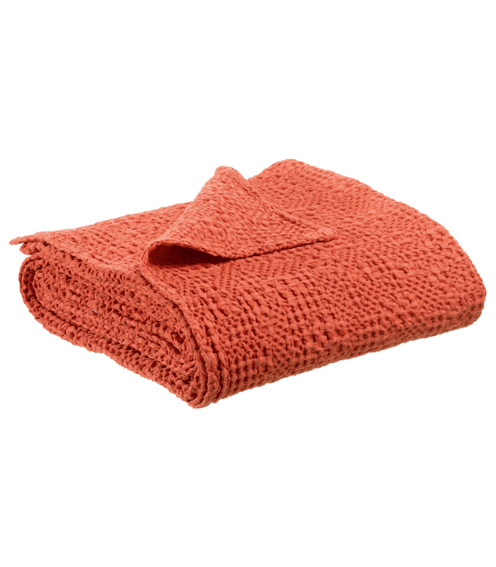 Jeté de canapé/ Couvre-lit 100% coton TANA Orange Marmelade 140 X 200 cm