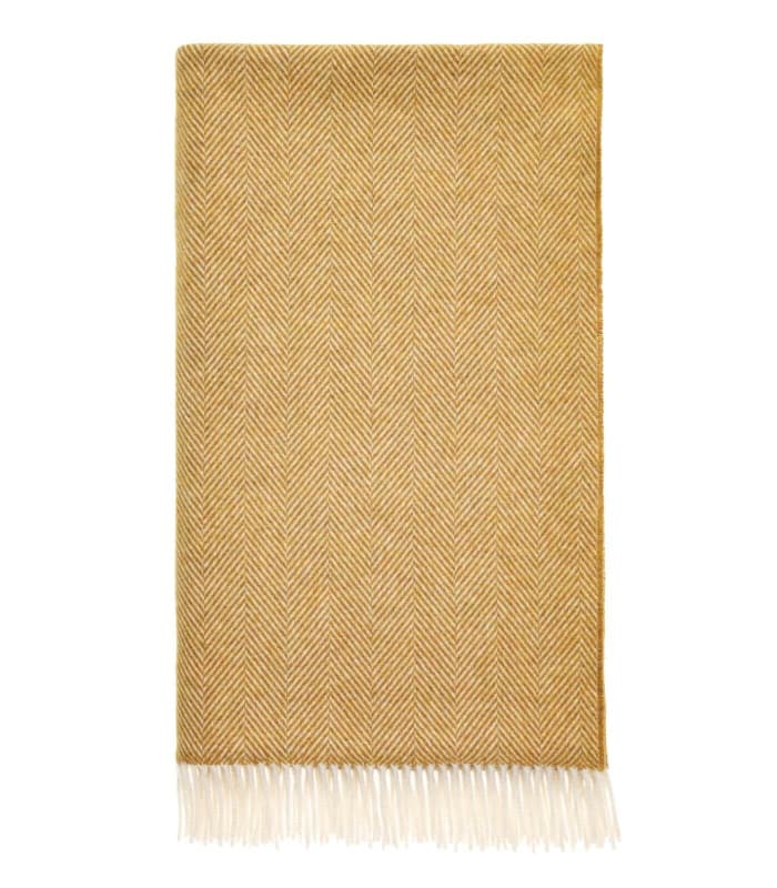 Plaid 100% Laine Mérinos Jaune Gold 140 X 185 cm