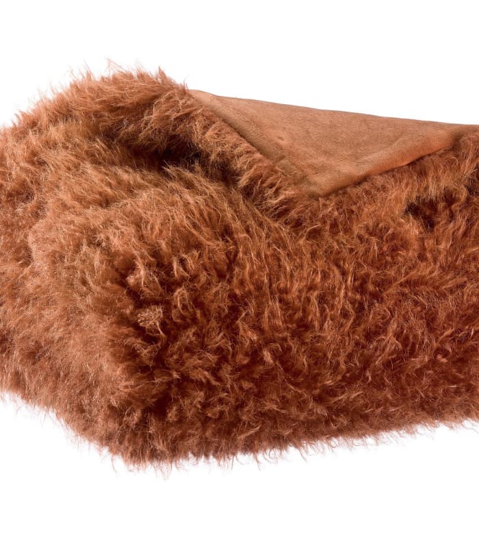 Plaid Fausse Fourrure Rouille Imitation Mouton - 130x160 cm