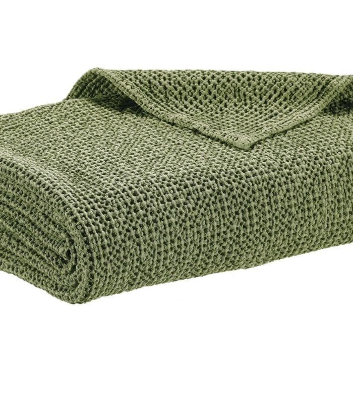 Jeté de canapé/ Couvre-lit 100% coton MAIA Vert Eucalyptus 260 x 260 cm