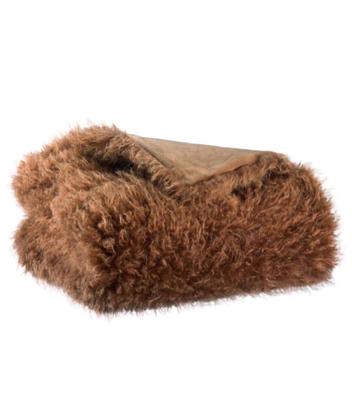 Plaid Fausse Fourrure Acajou Imitation Mouton - 130x160 cm