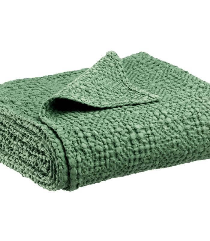 Jeté de canapé/ Couvre-lit 100% coton TANA Vert Amande 180X260cm